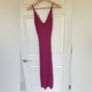 Fresh Pink Sleeveless V-Neck Maxi Gown